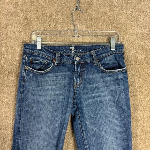 VTG 7 For All Mankind Bootcut Jeans Womens 28 Blue Denim Low Rise Embellished - Picture 2 of 13